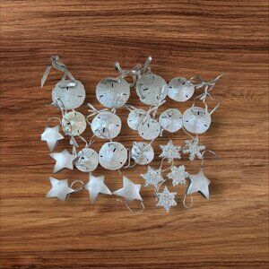 Glittery Sand‎ Dollar Star & Snowflake Ornaments Set